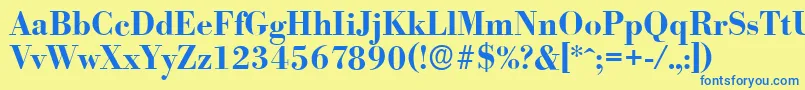 フォントBodoniserialBold – 青い文字が黄色の背景にあります。