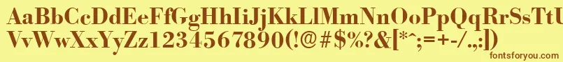 フォントBodoniserialBold – 茶色の文字が黄色の背景にあります。