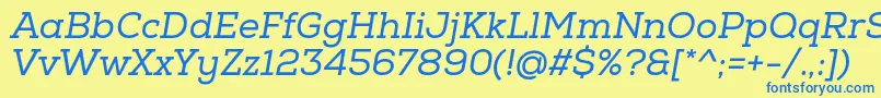 フォントNexaSlabRegularOblique – 青い文字が黄色の背景にあります。