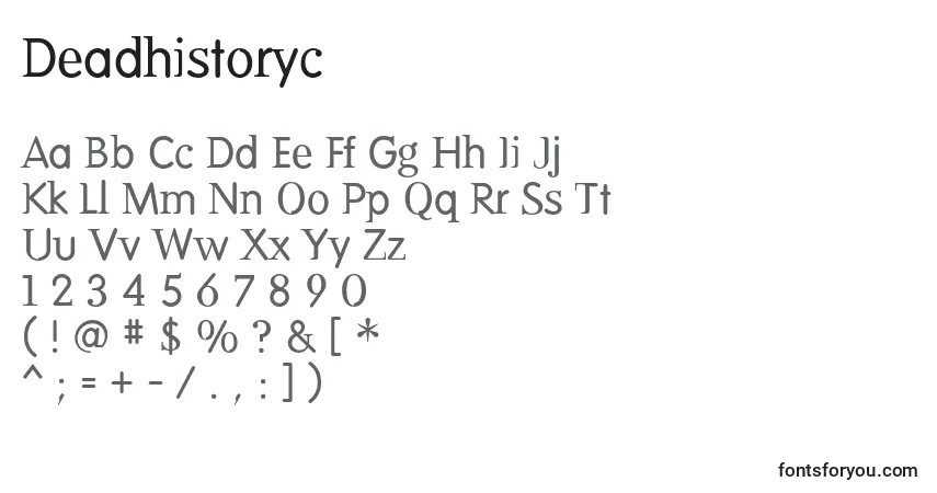 Czcionka Deadhistoryc – alfabet, cyfry, specjalne znaki