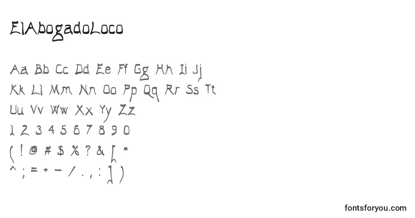Schriftart ElAbogadoLoco – Alphabet, Zahlen, spezielle Symbole