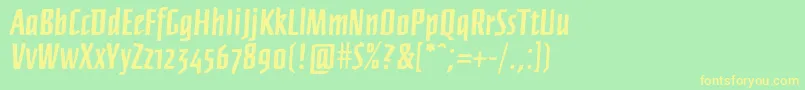 フォントFfnewberlinboldrough – 黄色の文字が緑の背景にあります
