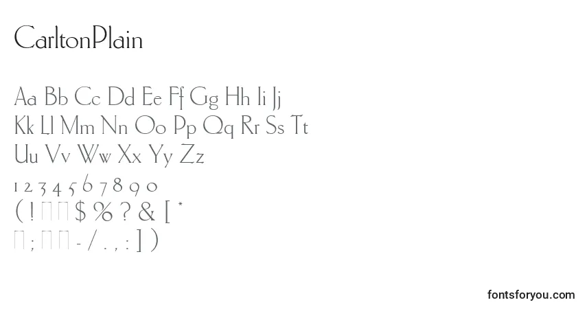 Fuente CarltonPlain - alfabeto, números, caracteres especiales