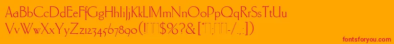 CarltonPlain-Schriftart – Rote Schriften auf orangefarbenem Hintergrund