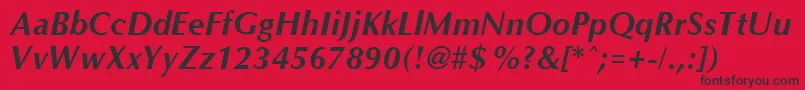 OptaneBoldItalic-Schriftart – Schwarze Schriften auf rotem Hintergrund