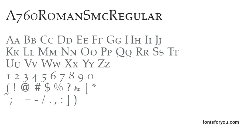 Schriftart A760RomanSmcRegular – Alphabet, Zahlen, spezielle Symbole