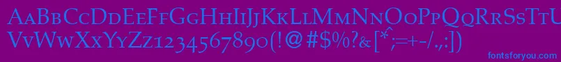 Шрифт A760RomanSmcRegular – синие шрифты на фиолетовом фоне