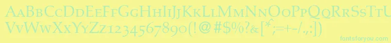 フォントA760RomanSmcRegular – 黄色い背景に緑の文字