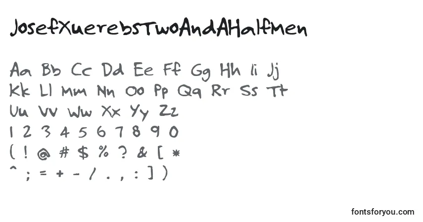 Шрифт JosefXuerebsTwoAndAHalfMen – алфавит, цифры, специальные символы