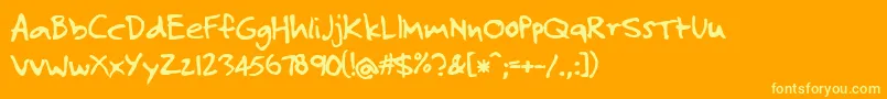フォントJosefXuerebsTwoAndAHalfMen – オレンジの背景に黄色の文字