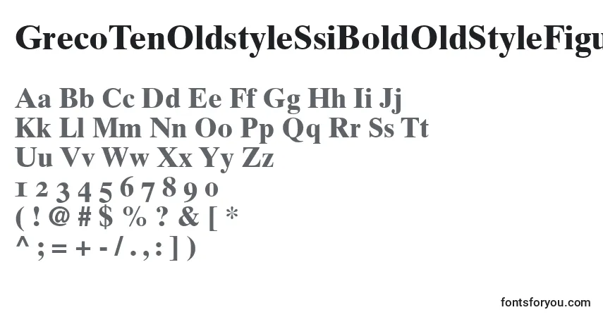 A fonte GrecoTenOldstyleSsiBoldOldStyleFigures – alfabeto, números, caracteres especiais