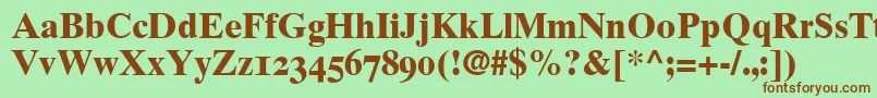 GrecoTenOldstyleSsiBoldOldStyleFigures-Schriftart – Braune Schriften auf grünem Hintergrund