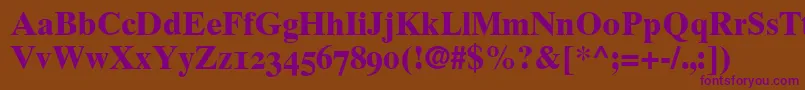 GrecoTenOldstyleSsiBoldOldStyleFigures-Schriftart – Violette Schriften auf braunem Hintergrund