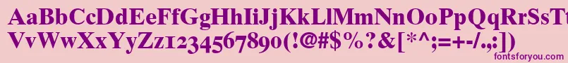 GrecoTenOldstyleSsiBoldOldStyleFigures-Schriftart – Violette Schriften auf rosa Hintergrund