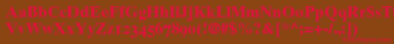 GrecoTenOldstyleSsiBoldOldStyleFigures-Schriftart – Rote Schriften auf braunem Hintergrund
