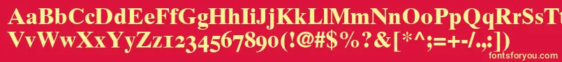 GrecoTenOldstyleSsiBoldOldStyleFigures Font – Yellow Fonts on Red Background