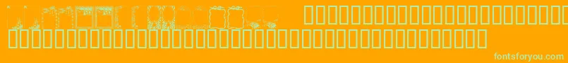 KrHolidayFrames1-Schriftart – Grüne Schriften auf orangefarbenem Hintergrund