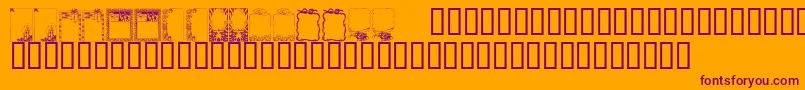 KrHolidayFrames1-Schriftart – Violette Schriften auf orangefarbenem Hintergrund