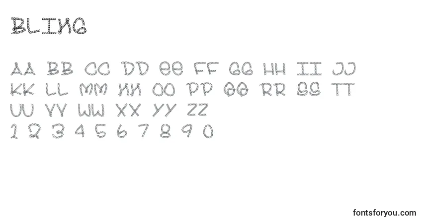 Czcionka Bling – alfabet, cyfry, specjalne znaki