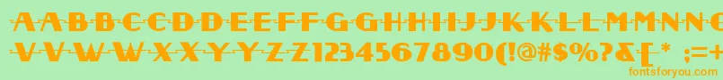 フォントRadio ffy – オレンジの文字が緑の背景にあります。