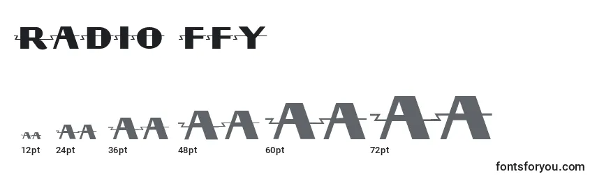 Größen der Schriftart Radio ffy