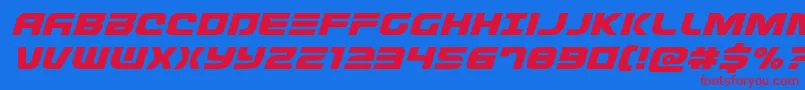 Defconzeroexpandital Font – Red Fonts on Blue Background