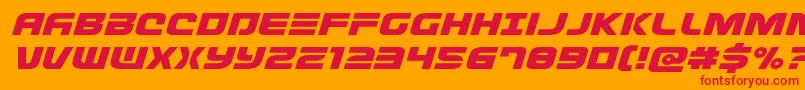フォントDefconzeroexpandital – オレンジの背景に赤い文字