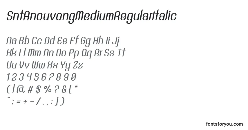Шрифт SntAnouvongMediumRegularItalic (117381) – алфавит, цифры, специальные символы