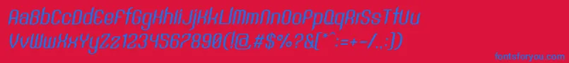SntAnouvongMediumRegularItalic Font – Blue Fonts on Red Background