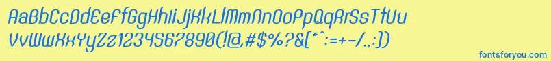 SntAnouvongMediumRegularItalic Font – Blue Fonts on Yellow Background