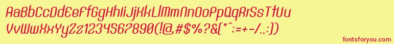 Fonte SntAnouvongMediumRegularItalic – fontes vermelhas em um fundo amarelo