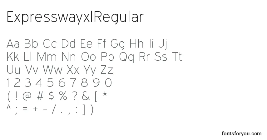 Czcionka ExpresswayxlRegular – alfabet, cyfry, specjalne znaki