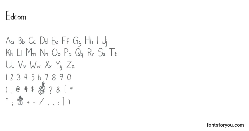 Czcionka Edcom – alfabet, cyfry, specjalne znaki