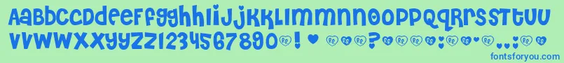 Cheri Font – Blue Fonts on Green Background
