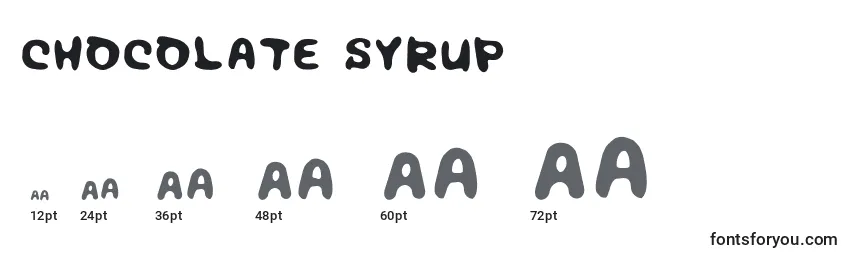 Размеры шрифта Chocolate Syrup