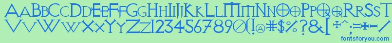 Vi Font – Blue Fonts on Green Background