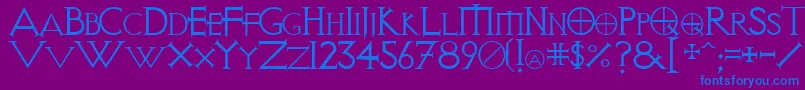 Vi-Schriftart – Blaue Schriften auf violettem Hintergrund