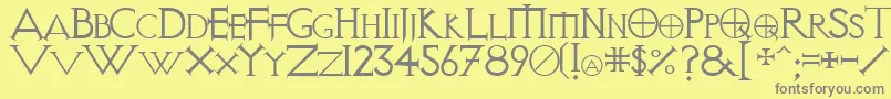 Vi-Schriftart – Graue Schriften auf gelbem Hintergrund