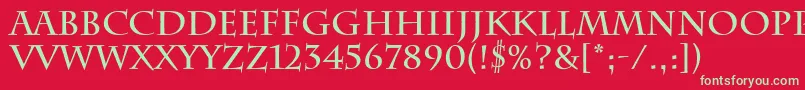 CharlemagneBold-Schriftart – Grüne Schriften auf rotem Hintergrund