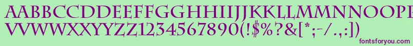 Fonte CharlemagneBold – fontes roxas em um fundo verde