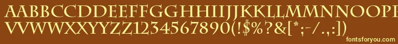 CharlemagneBold-fontti – keltaiset fontit ruskealla taustalla