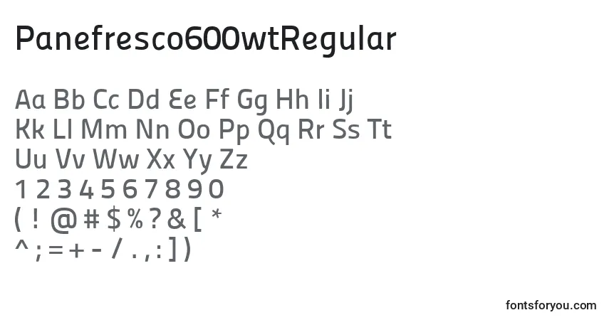 A fonte Panefresco600wtRegular – alfabeto, números, caracteres especiais
