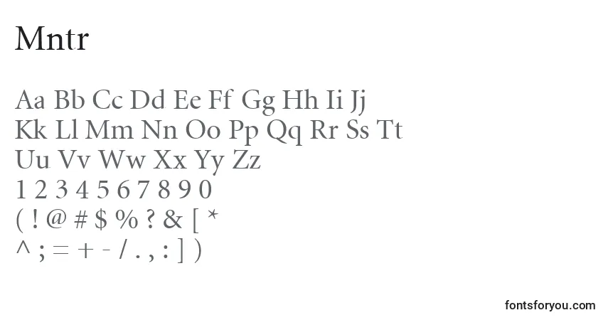 Шрифт Mntr – алфавит, цифры, специальные символы