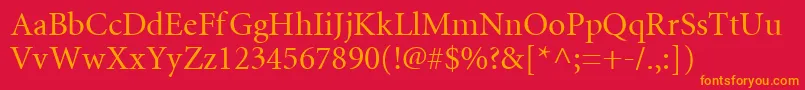 フォントMntr – 赤い背景にオレンジの文字