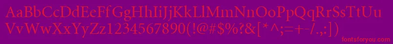 Mntr-Schriftart – Rote Schriften auf violettem Hintergrund