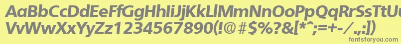 QuebecExtraboldita-fontti – harmaat kirjasimet keltaisella taustalla