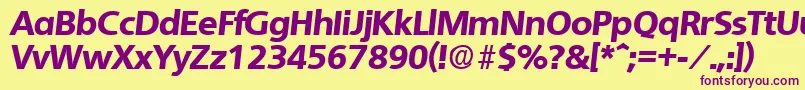 QuebecExtraboldita-fontti – violetit fontit keltaisella taustalla