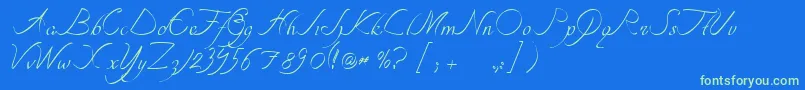 TipografiaNuevaCursivass Font – Green Fonts on Blue Background