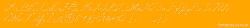 TipografiaNuevaCursivass-fontti – vaaleanpunaiset fontit oranssilla taustalla