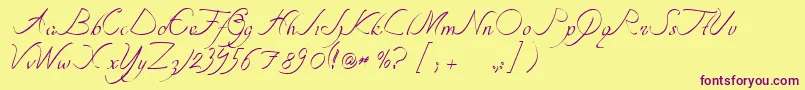 TipografiaNuevaCursivass Font – Purple Fonts on Yellow Background